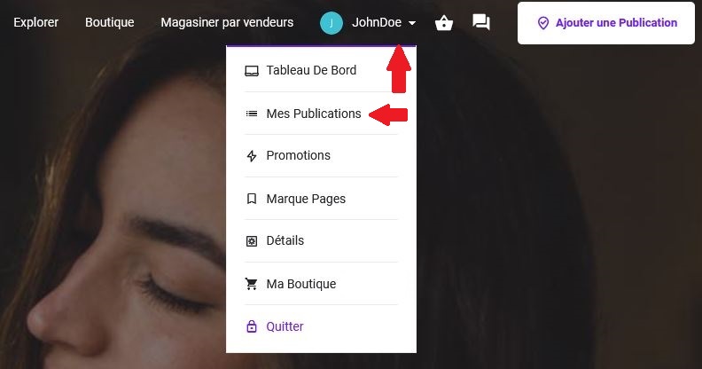 Panier Québec - Tutoriel - Menu dropdown - Mes Publications